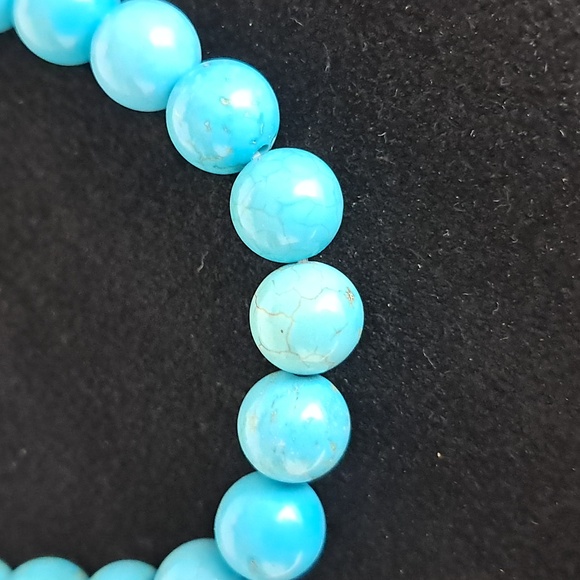 Turquoise Natural Crystal Stone Stretchy Bracelet. 8MM Bead Size. - Picture 3 of 5